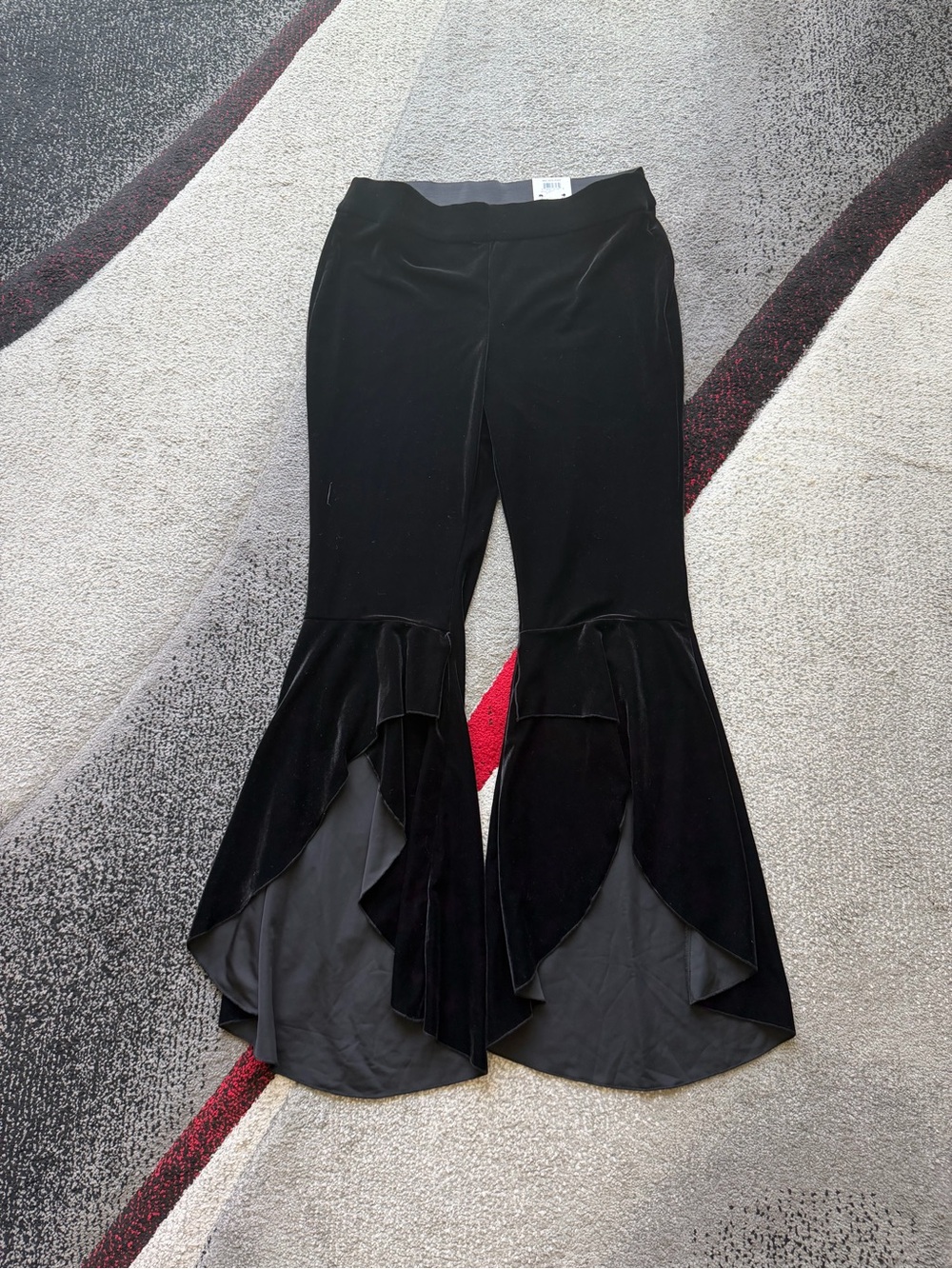 INC International Concepts Black Velvet Regular Fit Flare Leg Pants